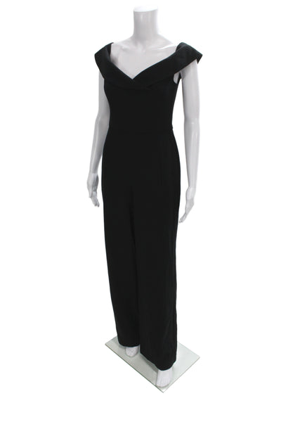 Black Halo Womens Off Shoulder Sleeveless Jumpsuit Black Zip Size S