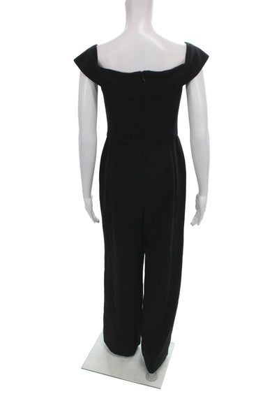 Black Halo Womens Off Shoulder Sleeveless Jumpsuit Black Zip Size S