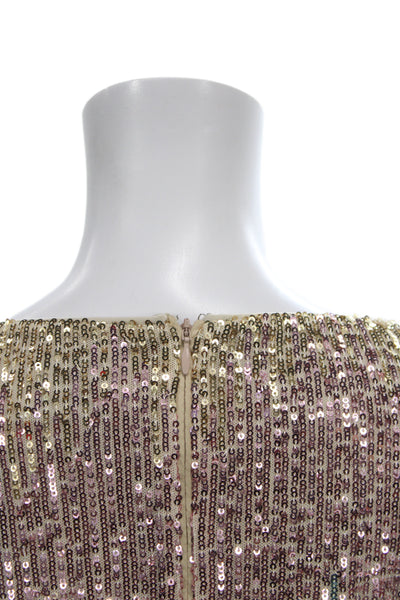 One 33 Social Women Sequin Striped V Neck Mini Dress Half Sleeve Knee Size 3