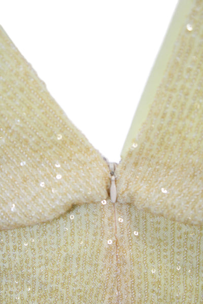One 33 Social Womens Sequin Blouson Mini Dress Yellow Cowl Neck Size 1