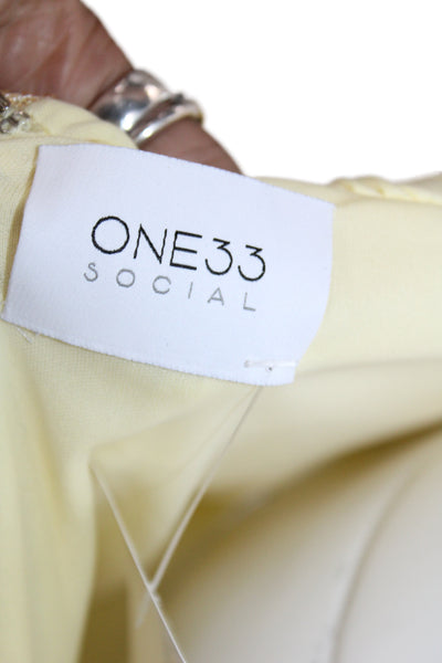 One 33 Social Womens Sequin Blouson Mini Dress Yellow Cowl Neck Size 1