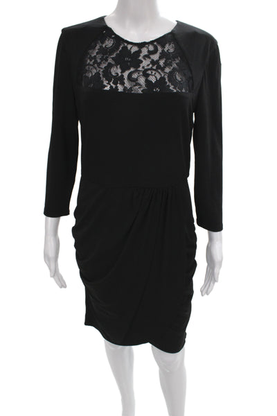 Belle Badgley Mischka Womens Sheath Dress Black 3/4 Sleeve Knee Length Size 10