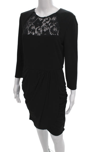 Belle Badgley Mischka Womens Sheath Dress Black 3/4 Sleeve Knee Length Size 10