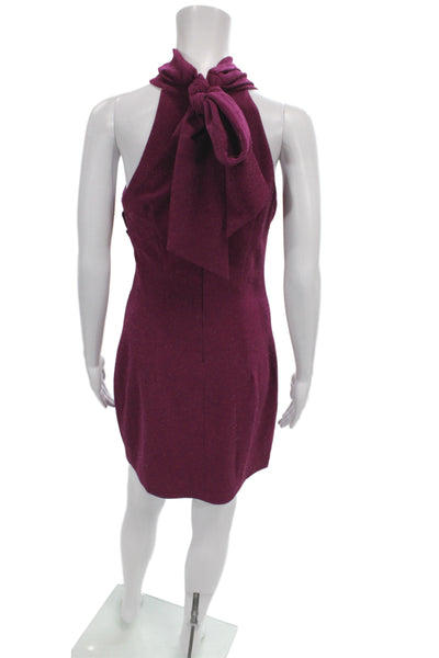 Badgley Mischka Women Bodycon Purple Halter Mini Dress Zip Size 1