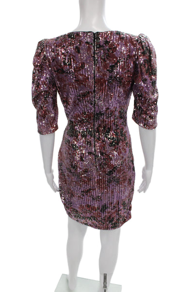One 33 Social Women Sequin Multicolor V-Neck Bodycon Dress Knee-Length Size 6