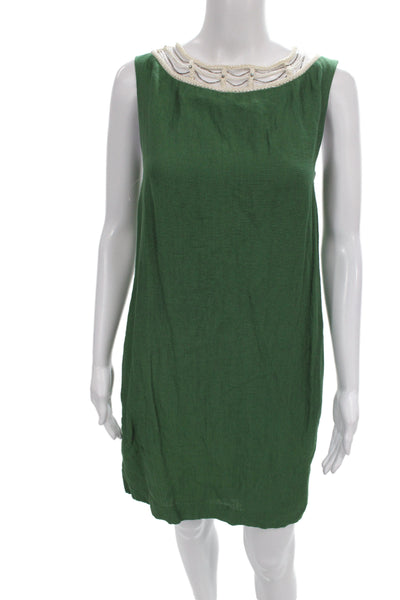 Mark & James by Badgley Mischka Women Shift Dress Green Linen Size 4