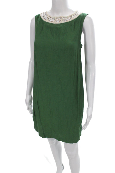 Mark & James by Badgley Mischka Women Shift Dress Green Linen Size 4