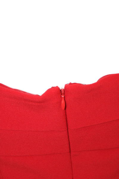 Belle Badgley Mischka Women Sheath Dress Red Off Shoulder Knee-Length Size 4