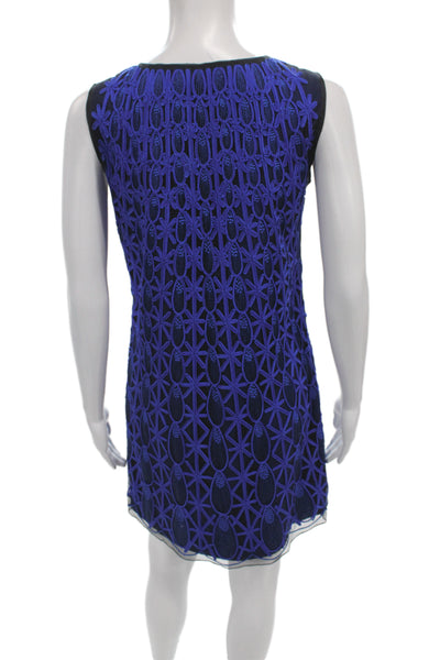 Belle Badgley Mischka Womens Shift Dress Blue Sleeveless Knee Length Zip Size 4