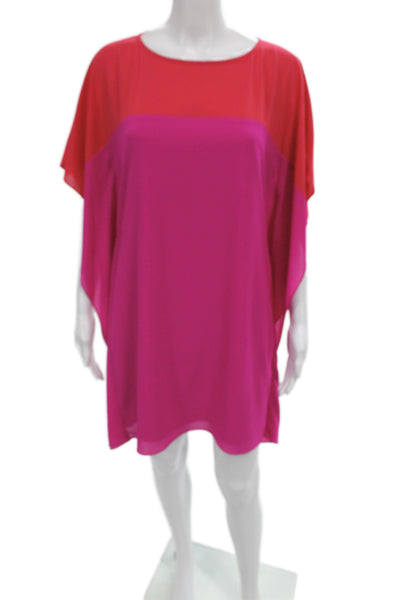 Belle Badgley Mischka Womens Pink Kaftan Dress Short Sleeve Size S