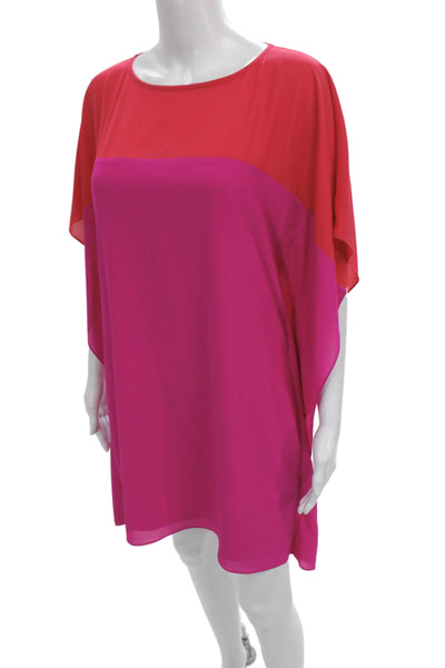 Belle Badgley Mischka Womens Pink Kaftan Dress Short Sleeve Size S