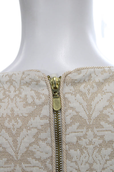 Belle Badgley Mischka Women Sheath Dress Beige Round Neck 3/4 Sleeve Size 4