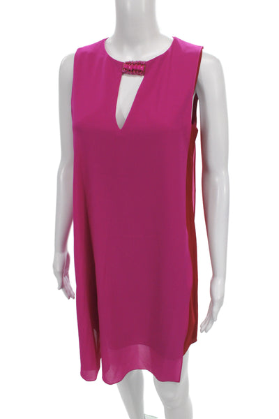 Belle Badgley Mischka Women Pink Lace Shift Cocktail Dress Sleeveless Size 4