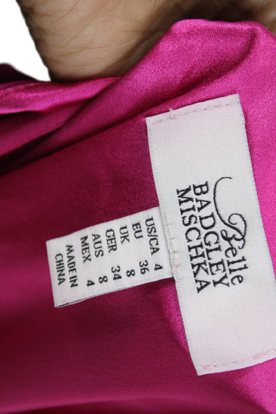 Belle Badgley Mischka Women Pink Lace Shift Cocktail Dress Sleeveless Size 4