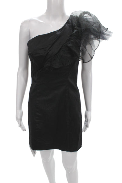 Mark & James by Badgley Mischka Womens Sheath Black One-Shoulder Knee Size 6