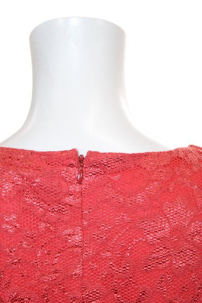 Belle Badgley Mischka Women Sheath Dress Red Long Sleeve Round Neck Zip Size 4