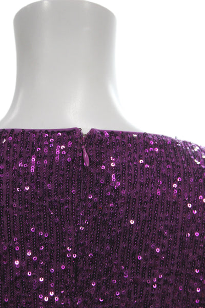 One 33 Social Women Sequin Purple V-Neck Long Sleeve Mini Dress Size 1