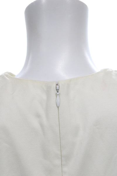 Badgley Mischka Womens Kimono Blouse Ivory V-Neck Sleeveless Cotton Zip Size 6