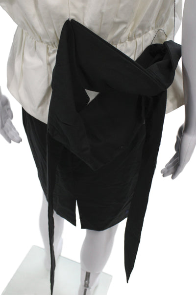 Badgley Mischka Womens Kimono Blouse Ivory V-Neck Sleeveless Cotton Zip Size 6