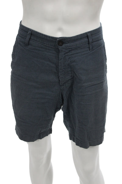 AG Adriano Goldschmied Mens Chino Shorts Blue Striped 100% Cotton Size 32