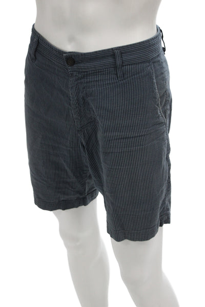 AG Adriano Goldschmied Mens Chino Shorts Blue Striped 100% Cotton Size 32