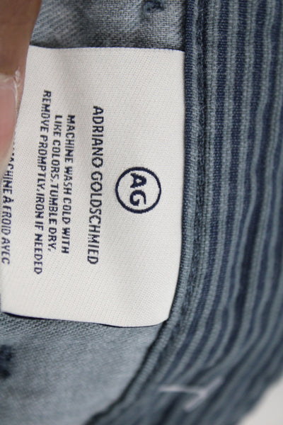 AG Adriano Goldschmied Mens Chino Shorts Blue Striped 100% Cotton Size 32
