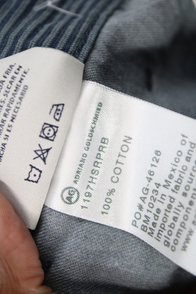 AG Adriano Goldschmied Mens Chino Shorts Blue Striped 100% Cotton Size 32