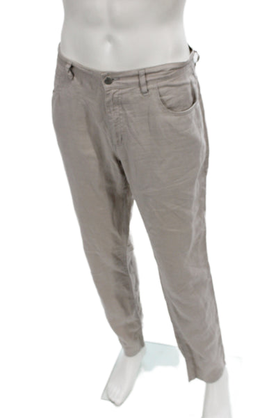 Michael Kors Mens Beige Linen Chino Pants Button Closure Size 34