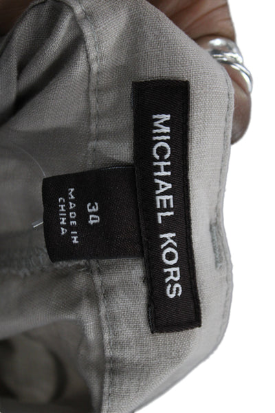 Michael Kors Mens Beige Linen Chino Pants Button Closure Size 34