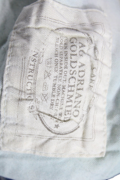 AG Adriano Goldschmied Mens Straight Blue Jeans Button Fly Distressed Size 33
