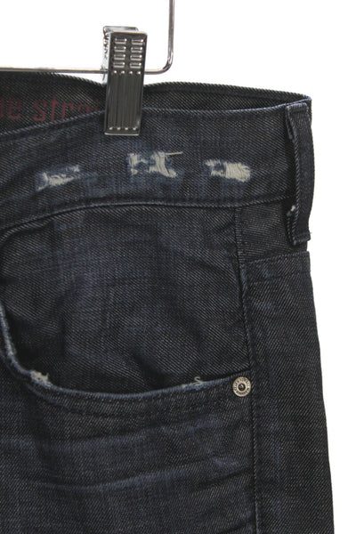 7 For All Mankind Mens Straight Jeans Blue Distressed Cotton Button Size 33