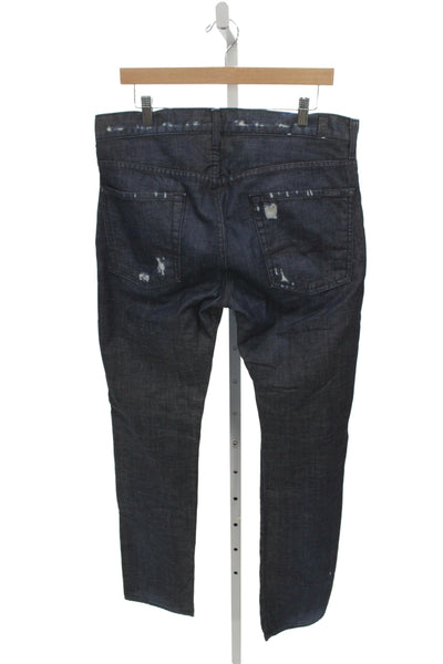 7 For All Mankind Mens Straight Jeans Blue Distressed Cotton Button Size 33