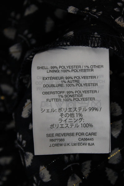 J Crew Women Black Floral Scoop Neck Short Sleeve Blouse Size S