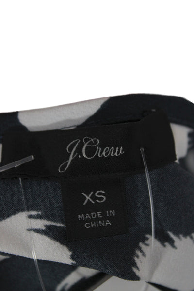 J Crew Womens Tunic Blouse Black Polka Dot V-Neck Long Sleeve Polyester Size XS