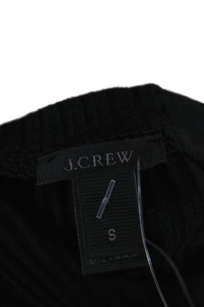 J Crew Women Black Scoop Neck Long Sleeve Basic Blouse 57% Cotton Size S