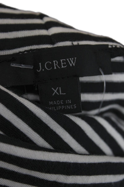 J Crew Womens Black Striped Turtleneck Long Sleeve Basic T-Shirt Size XL