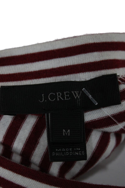 J Crew Womens Red Striped Jersey T Shirt Crew Neck Long Sleeve Size M
