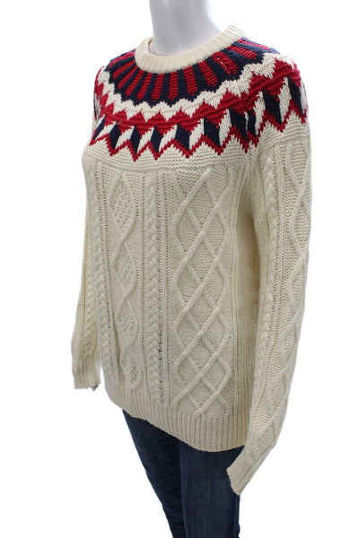 J Crew Womens Ivory Fair Isle Pullover Sweater Crewneck Long Sleeve Size XS