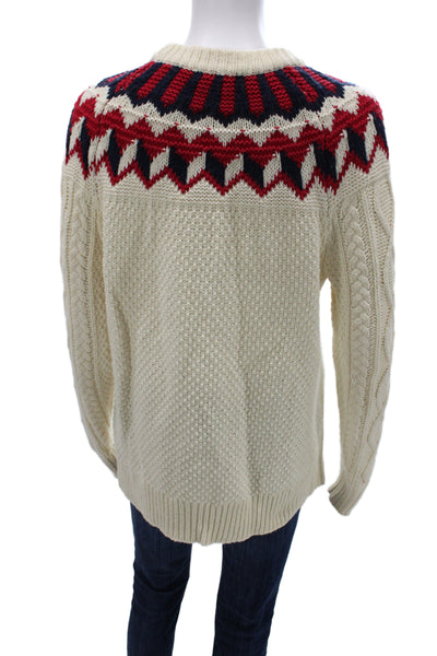 J Crew Womens Ivory Fair Isle Pullover Sweater Crewneck Long Sleeve Size XS