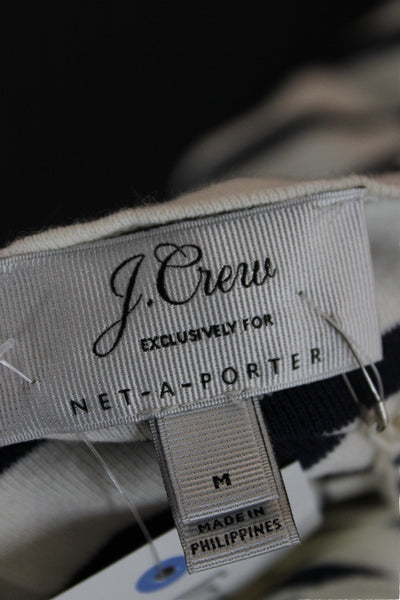 J Crew Women Camisole Black Striped Boat Neck Cotton Long Sleeve Size M