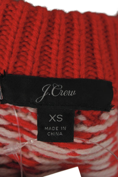 J Crew Women Pullover Merino Wool Fair Isle Crew Neck Red Size XS