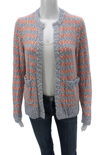 J Crew Women Striped Blue Cardigan Long Sleeve Round Neck Size S