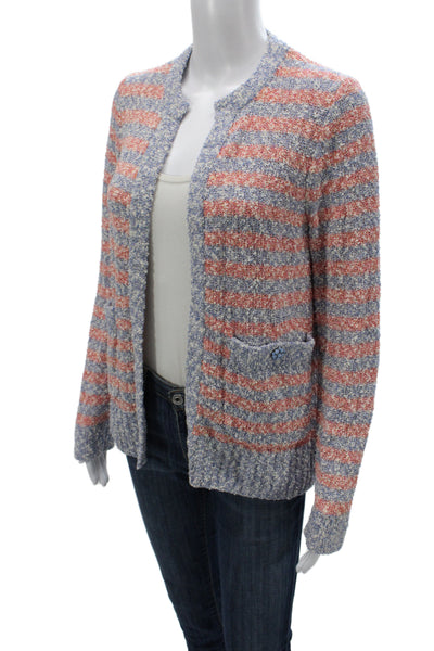 J Crew Women Striped Blue Cardigan Long Sleeve Round Neck Size S