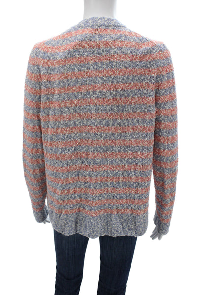 J Crew Women Striped Blue Cardigan Long Sleeve Round Neck Size S
