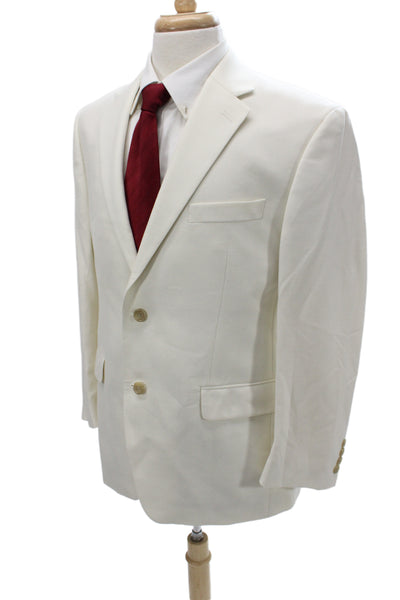 Lauren Ralph Lauren Mens Blazer Ivory Button Solid Size 40