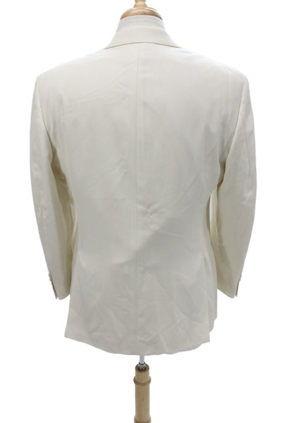 Lauren Ralph Lauren Mens Blazer Ivory Button Solid Size 40