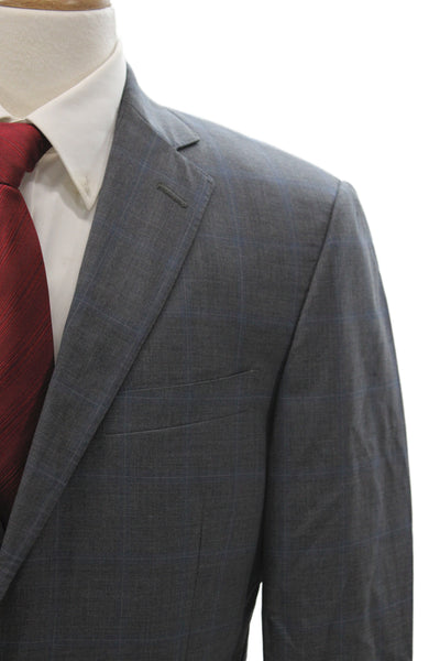 Hart Schaffner Marx Mens 2 Piece Plaid Gray Suit Jacket Size 42
