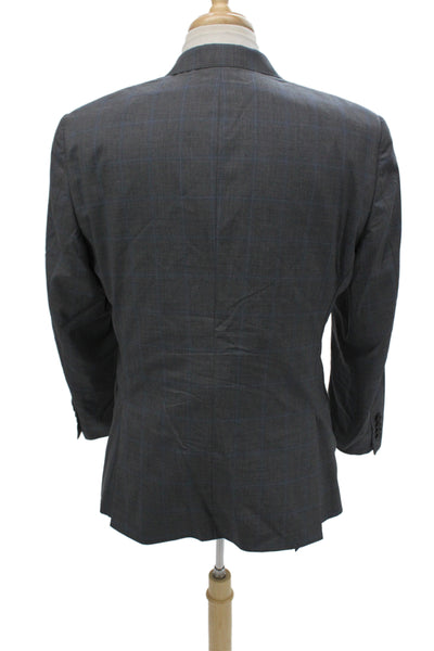Hart Schaffner Marx Mens 2 Piece Plaid Gray Suit Jacket Size 42