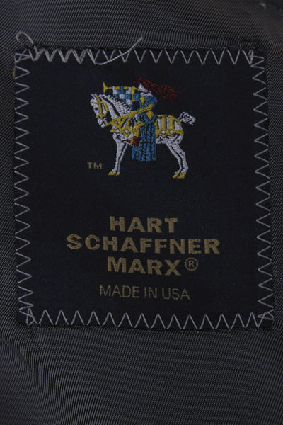 Hart Schaffner Marx Mens 2 Piece Plaid Gray Suit Jacket Size 42