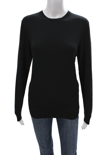 Zara Womens Pullover Sweater Black Crew Neck 100% Cotton Long Sleeve Size S